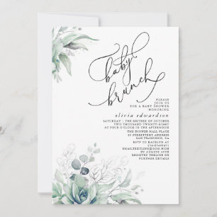 Succulents verdure Brunch Baby shower Invitation