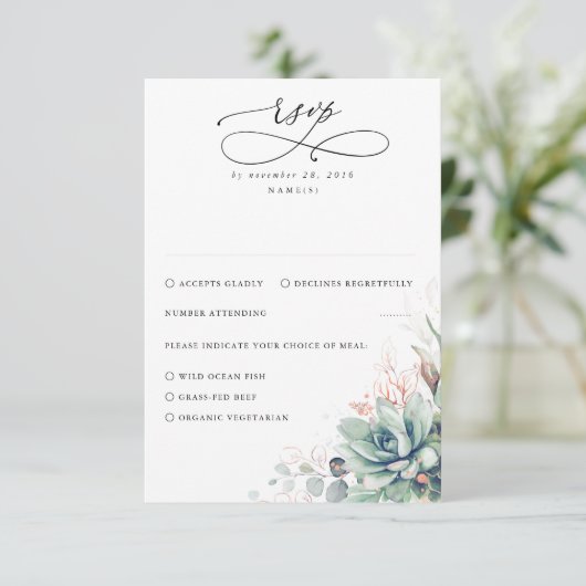 Succulents Verdure et mariage Rose Or RSVP (Debout devant)