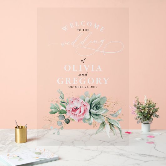 Succulents Verdure rose Floral Mariage Accueil (Mariage)