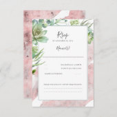 Succulents Verdure Rose Or Mariage moderne RSVP (Devant / Derrière)