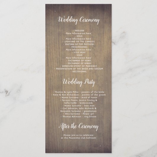 Succulents Verdure Rustique Mariage Programmes (Dos)