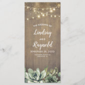 Succulents Verdure Rustique Mariage Programmes (Devant)