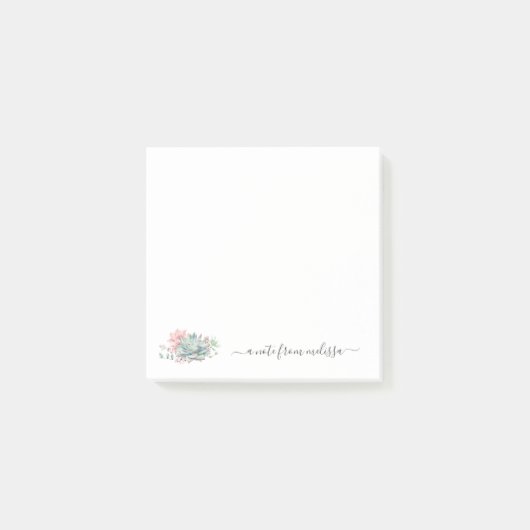 Succulents vert rose mignon Personnalisé Post-it N (Devant)