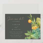SUCCULT CACTUS FLORAL WATERVERF BEWAREN DE DATUM SAVE THE DATE (Voorkant / Achterkant)