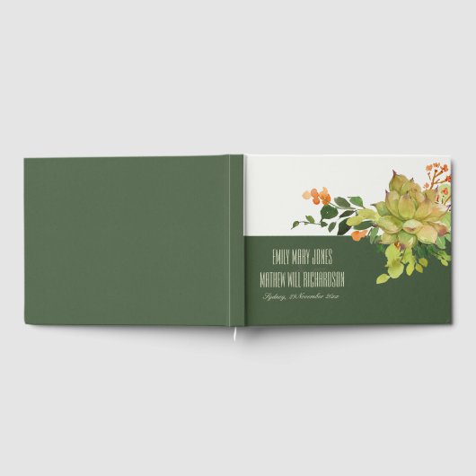 SUCCULT CACTUS ORANJE FLORAAL WATERVERF MONOGRAM GASTENBOEK (Volledig)