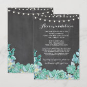 Succulte accommodatiemunt bruiloft krijt informatiekaartje (Voorkant / Achterkant)