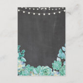 Succulte accommodatiemunt bruiloft krijt informatiekaartje (Achterkant)