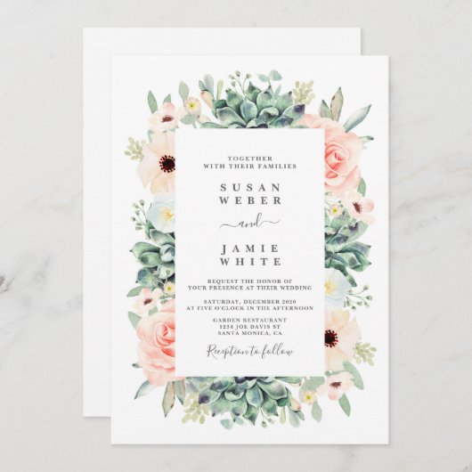 Succulte bruiloft Uitnodiging (Voorkant / Achterkant)