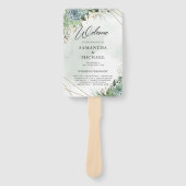Succulte eucalyptus bruiloft programma hand fan handwaaier (Voorkant)