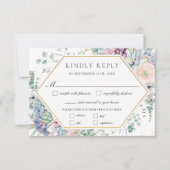 Succulte Floral Greenery Wedding Meal   RSVP Kaartje (Voorkant)