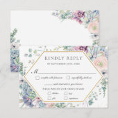 Succulte Floral Greenery Wedding Meal   RSVP Kaartje (Voorkant / Achterkant)