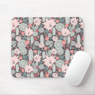 Succulte Planten en cactus in roze Mint Patroon Muismat