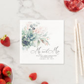 Succulte Roos Gold Greenery Elegant Boho Wedding Servet (Insitu)