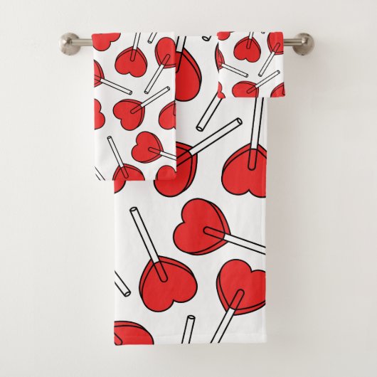 Sucettes rouges, sucettes en forme de cœur, motif  (En situation)
