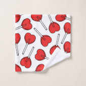 Sucettes rouges, sucettes en forme de cœur, motif  (Gant de toilette)