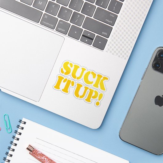 SUCK HET! STICKER (Laptop met iPhone)