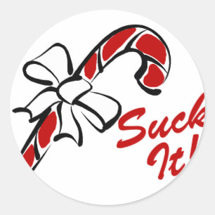Suck it Candy Cane Ronde Sticker