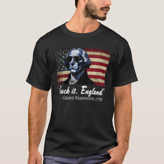SUCK IT ENGELAND Grappig 4 juli George Washingto T-shirt (Voorkant)