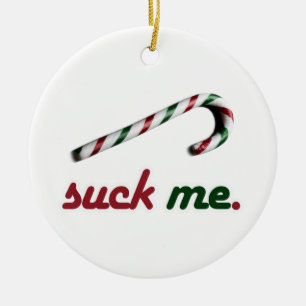 SUCK ME CANDY CANE -.png Keramisch Ornament