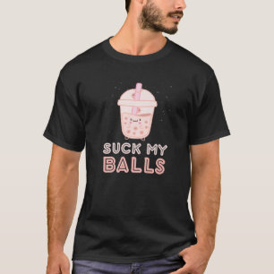 Suck My Balls Boba Tea Bubble Kawaii Face T-shirt