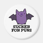 Sucker for Puns Funny Baby Bat Pun Magneet (Voorkant)
