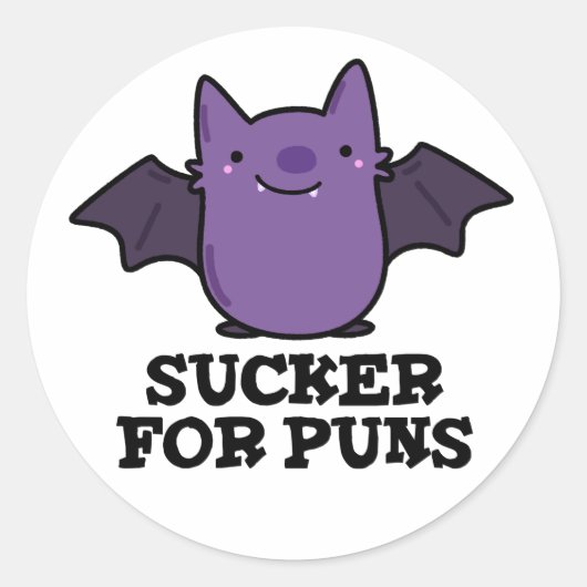 Sucker for Puns Funny Baby Bat Pun Ronde Sticker (Voorkant)