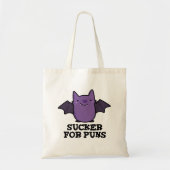 Sucker for Puns Funny Baby Bat Pun Tote Bag (Voorkant)