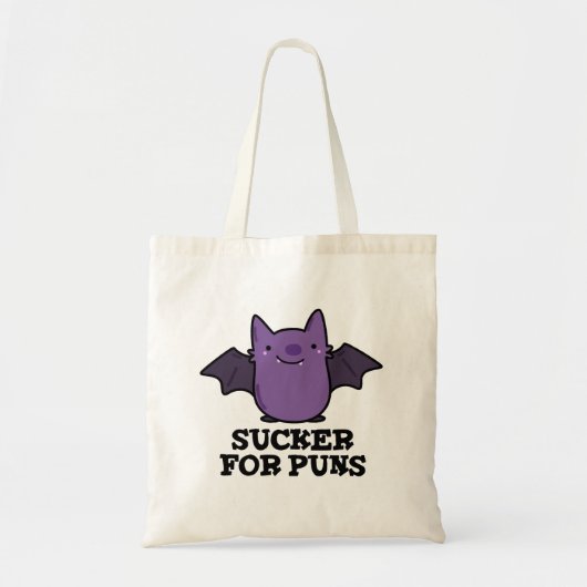 Sucker for Puns Funny Baby Bat Pun Tote Bag (Voorkant)