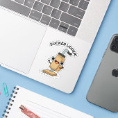 Sucker Upper Funny Vacuum Cleaner Pun Sticker (Laptop met iPhone)