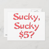 Sucky Sucky $5 Briefkaart (Voorkant / Achterkant)
