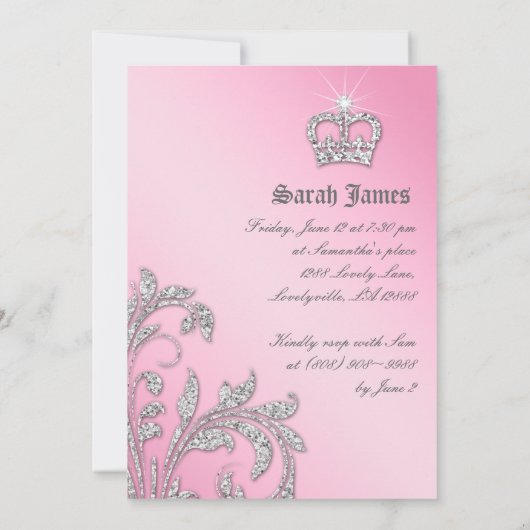 Sucré 16 Invitation Parties scintillant Feuilles C (Dos)