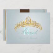 Sucré 16/ invitations tiara/bleu topaz (Devant / Derrière)