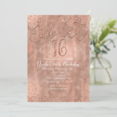 Sucré 16 Party Rose Rose Gold Glamor Invitations (Debout devant)