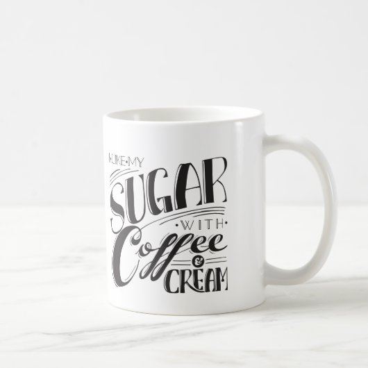 Sucre avec la tasse de café et de crème (Droite)