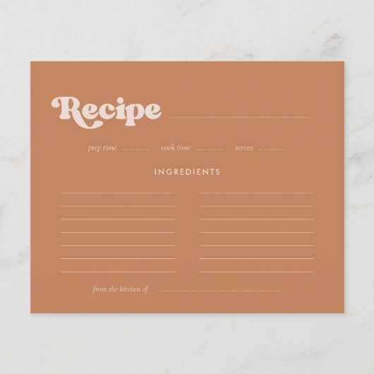 Sucre Brown élégant Carte de recette de douche nup (Devant)