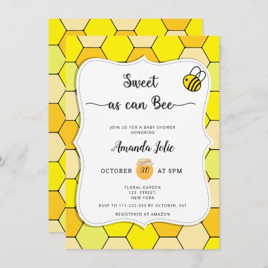 Sucré comme peut être baby shower invitation (Devant / Derrière)