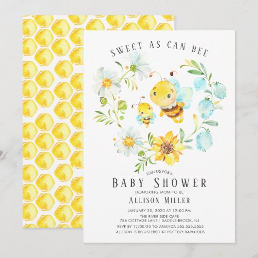 Sucré Comme Peut Être Baby shower Invitation (Devant / Derrière)