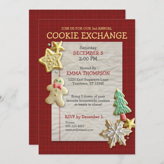 Sucre Cookie Exchange Fête Invitation (Devant / Derrière)