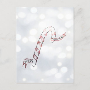 Sucre de canne avec ruban, carte postale de Noël