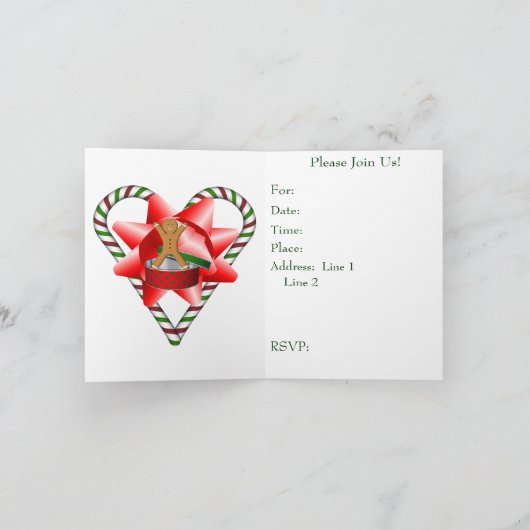 Sucre de canne Bow Noël Fête Invitation (Intérieur)