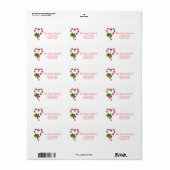 Sucre de canne coeur étiquette de adresse de Noël (Feuille entière)