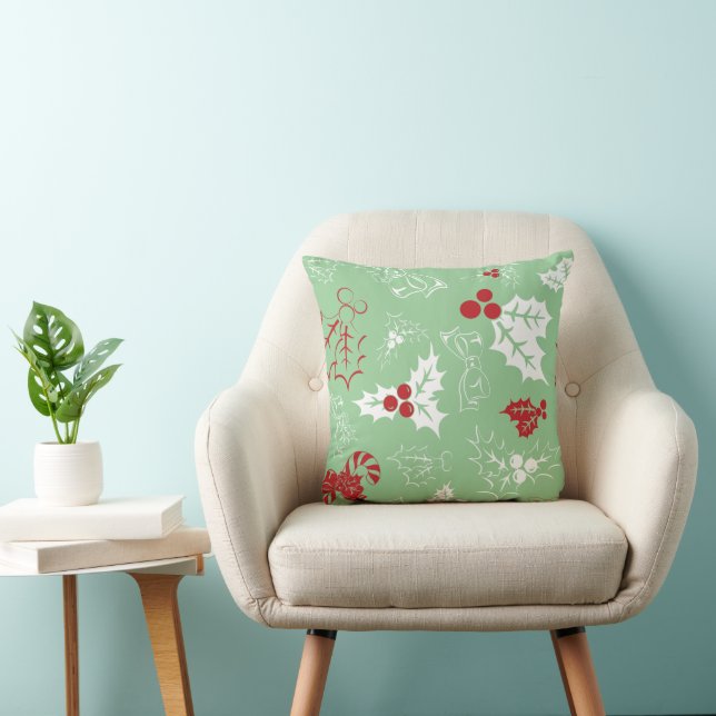 Sucre de canne Holly | Oreiller de Noël vert (Chaise)