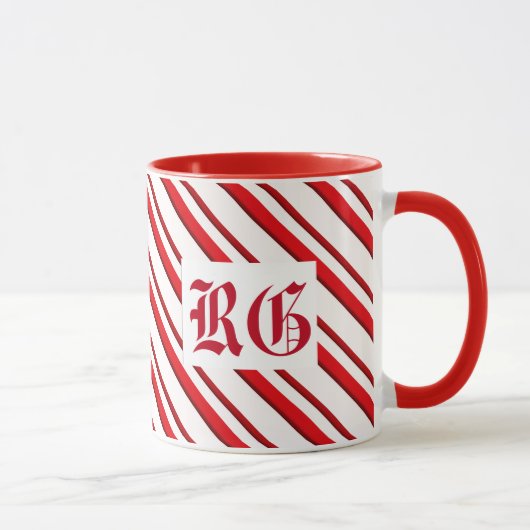 Sucre de canne, Monogramme Mug rouge et blanc (Droite)