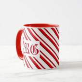 Sucre de canne, Monogramme Mug rouge et blanc (Devant gauche)