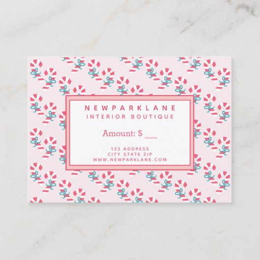 Sucre de canne Motif rose Noël Certificat cadeau d (Dos)