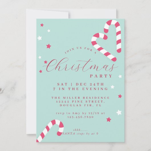 Sucre de canne Noël Invitation Pastel Green (Devant)