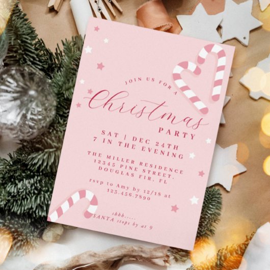 Sucre de canne Noël Invitation Pink