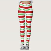 Sucre de canne rouge et vert leggings rayés (Devant)