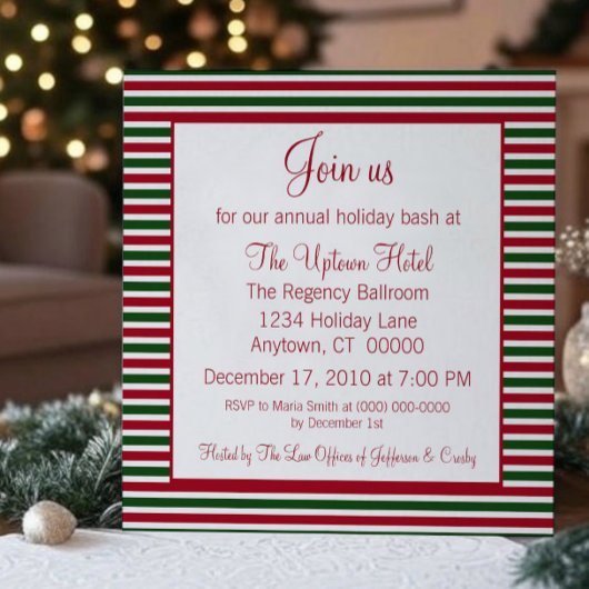 Sucre de canne Striped Holiday Party Invitation