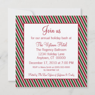 Sucre de canne Striped Holiday Party Invitation